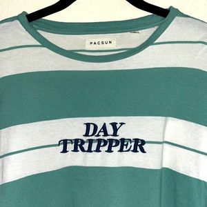 Pacsun DAY TRIPPER teal stripped long sleeve tee